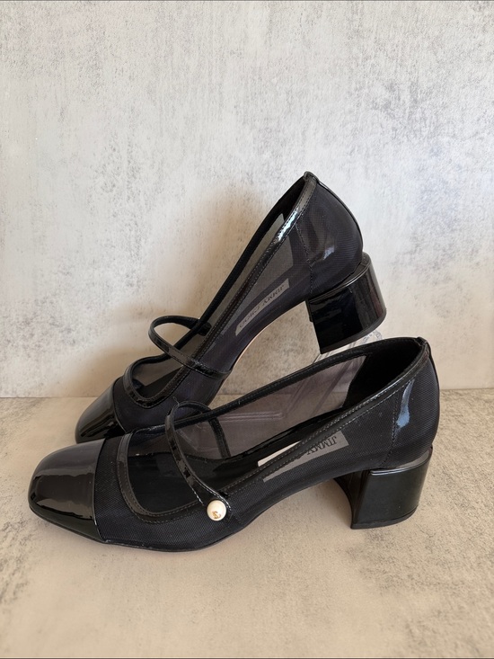 Shoes - Jimmy Choo Eusa 45 Patent Leather Mesh Mary Jane Pumps Black 38